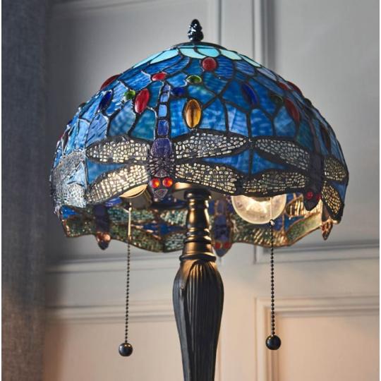 elegans klasszikus kezmuves idotallo  premium meghitt harmonikus egyedi  handmade nosztalgikus stilusos tiffany level mintas asztali lampa kek szinu lakberendezes kulonleges 3.jpg